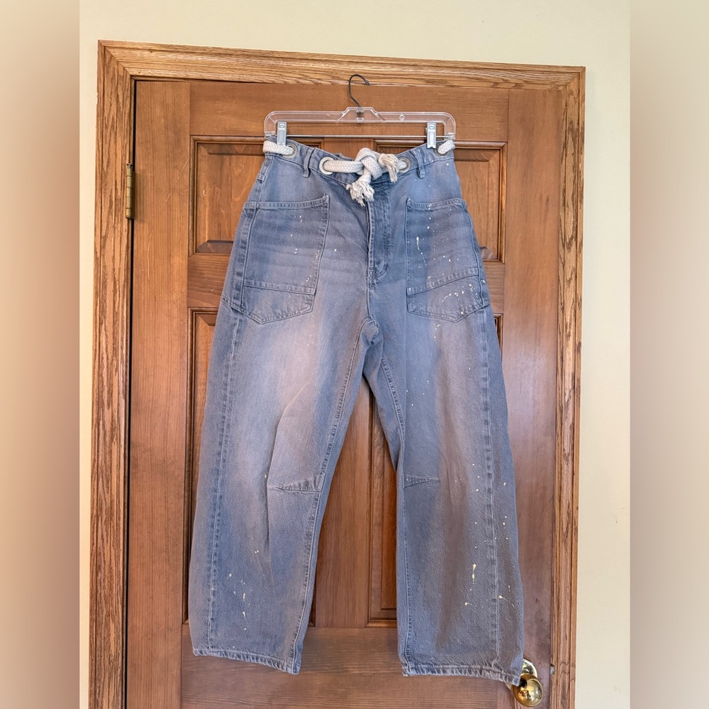Free people moxie Denim barrel Jeans with Rope Detail